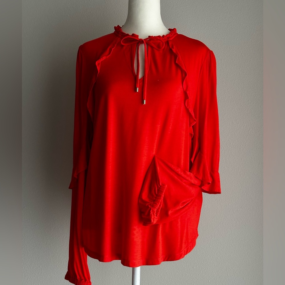 Ralph Lauren Red Ruffle Blouse